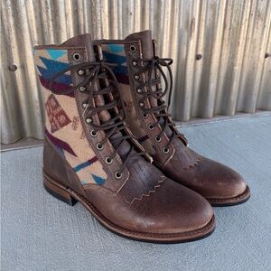 Boulet x Pendleton lace up boots